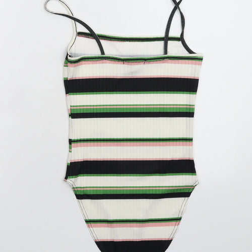 New Look Womens Multicoloured Striped  Bodysuit One-Piece Size 8