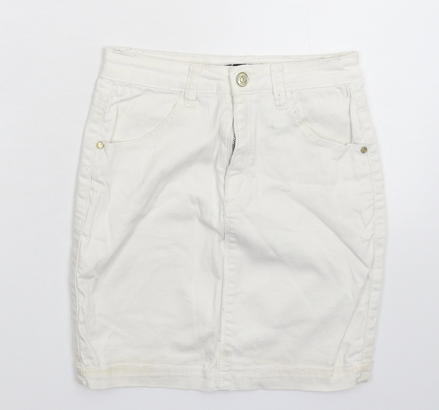 Missguided Womens White  Denim Mini Skirt Size 8