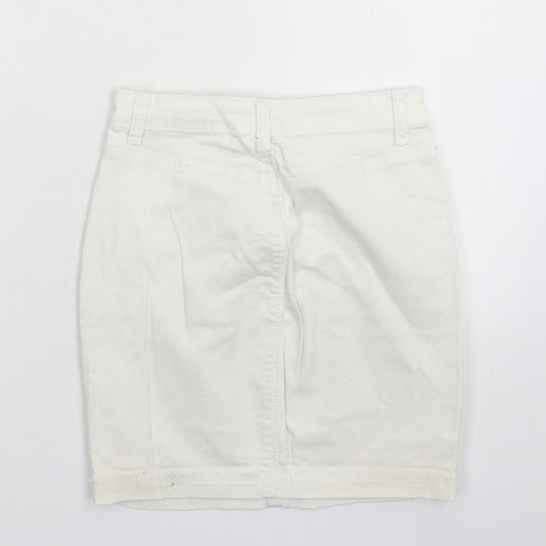Missguided Womens White  Denim Mini Skirt Size 8