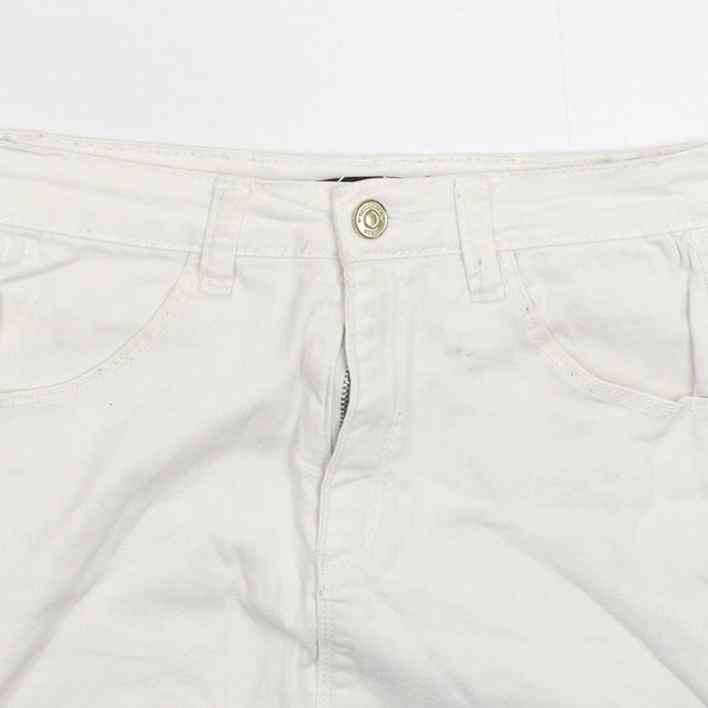 Missguided Womens White  Denim Mini Skirt Size 8