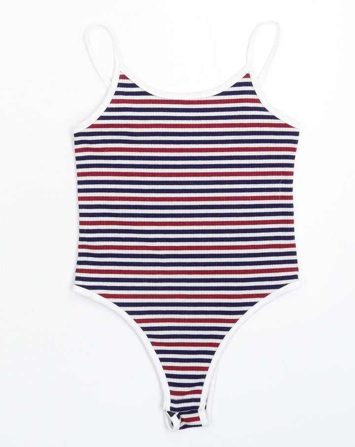 Preworn Womens Multicoloured Striped  Bodysuit One-Piece Size S
