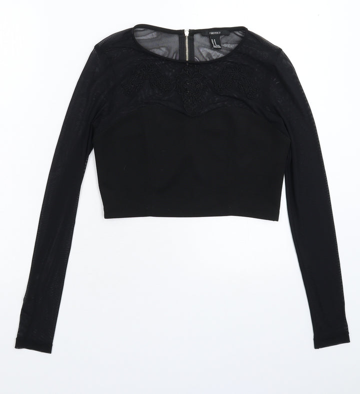 FOREVER 21 Womens Black Cropped Blouse Size M