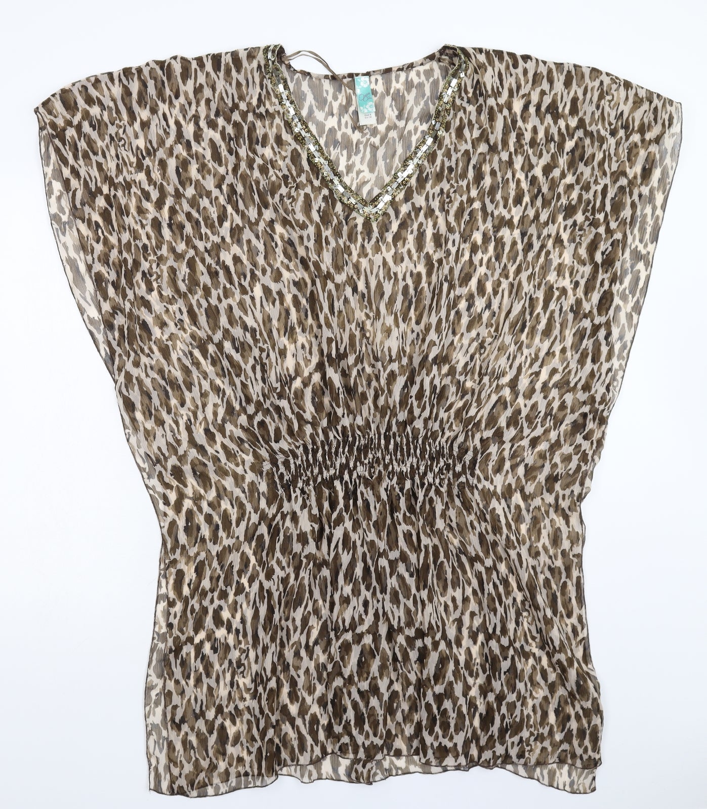 Ocean Club Womens Multicoloured Animal Print  Basic Blouse Size 8  - Oversized
