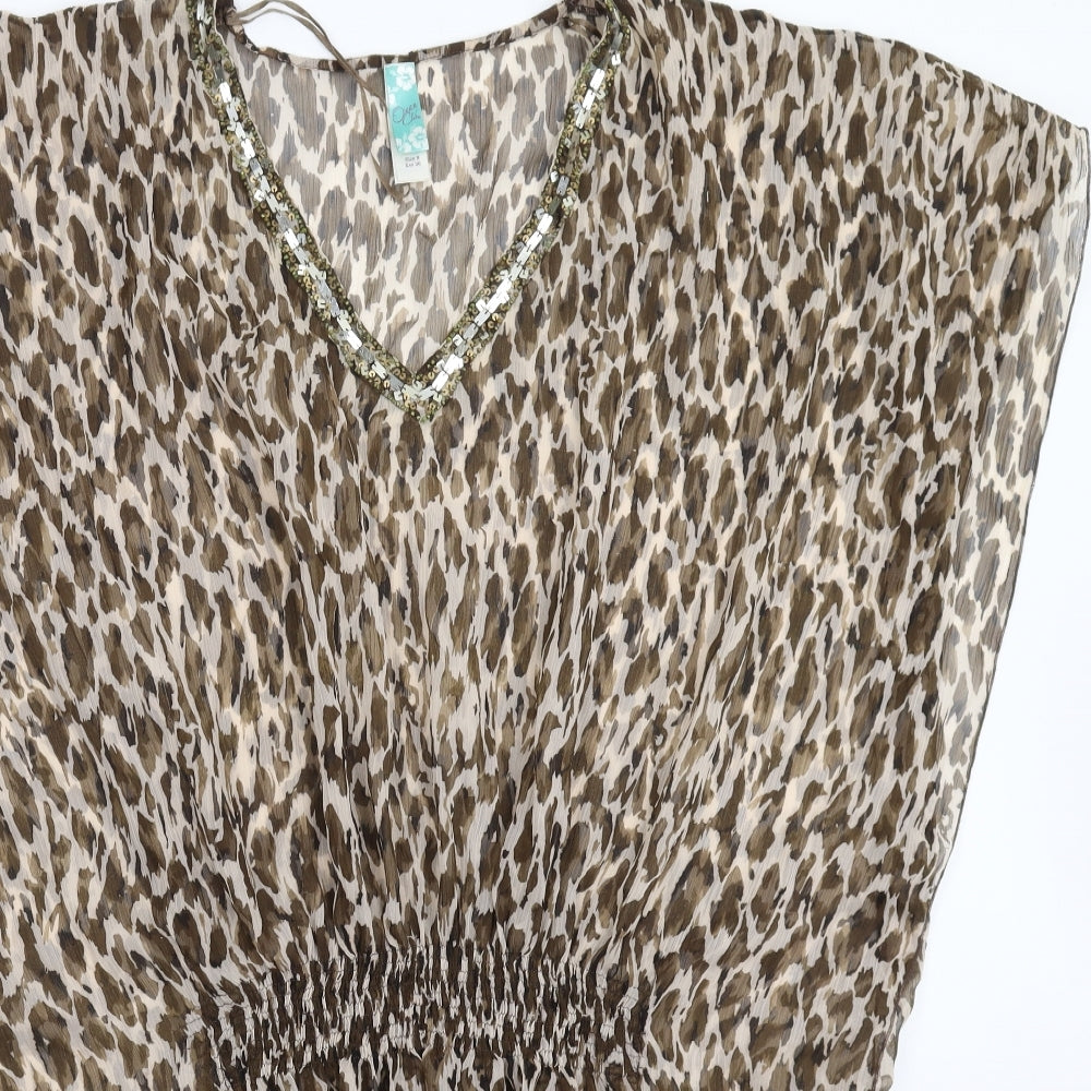 Ocean Club Womens Multicoloured Animal Print  Basic Blouse Size 8  - Oversized