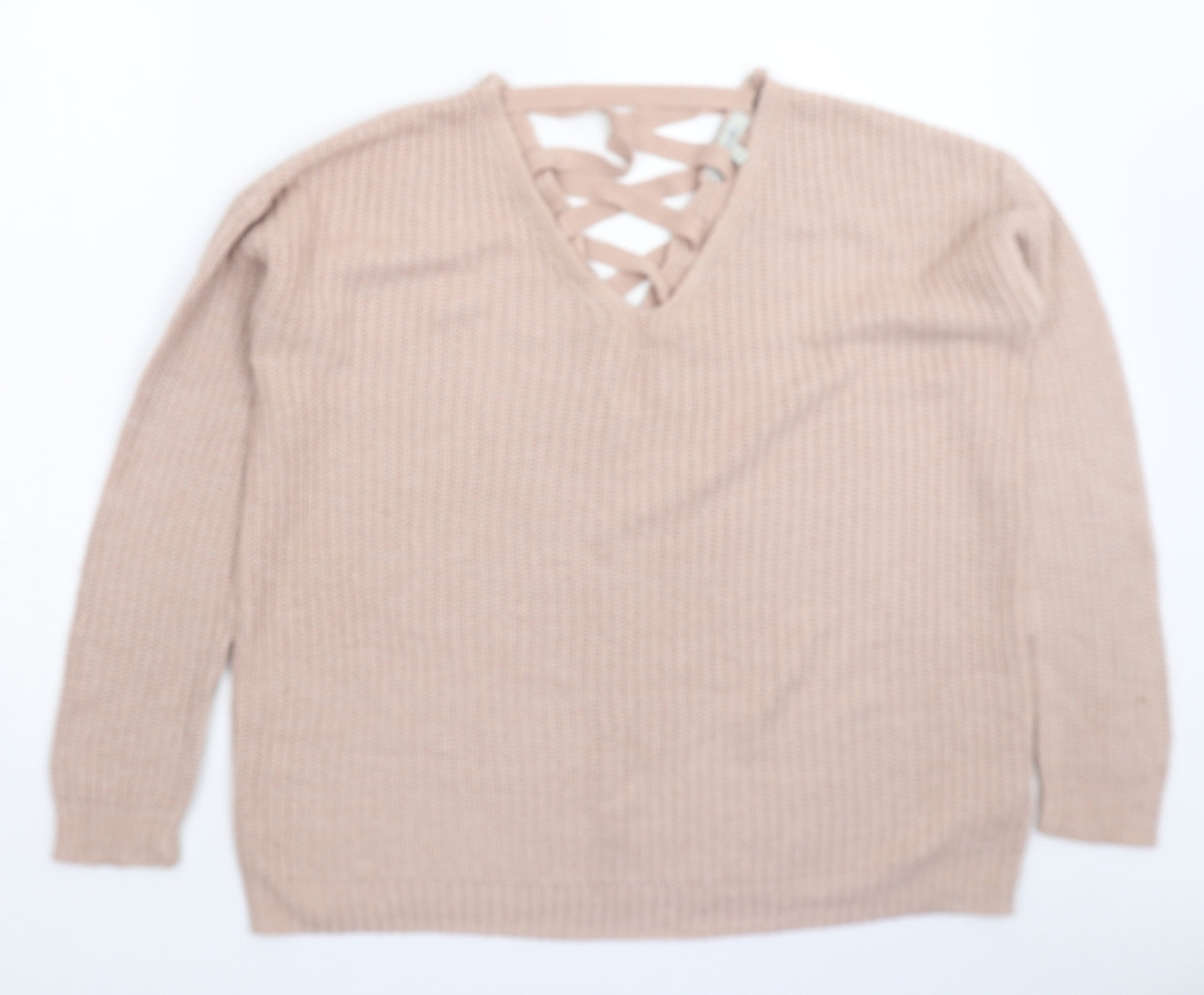 Peacocks Womens Pink  Knit Pullover Jumper Size S  - Oversized