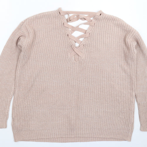 Peacocks Womens Pink  Knit Pullover Jumper Size S  - Oversized