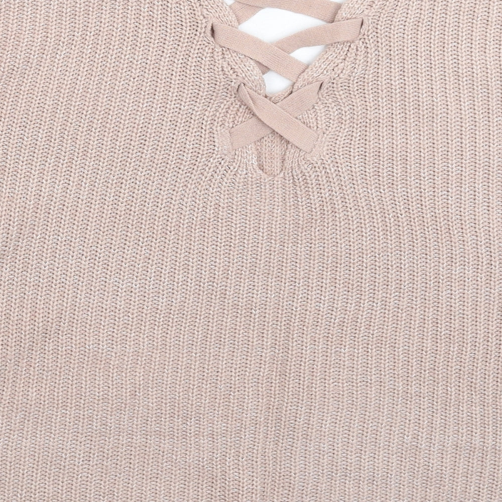 Peacocks Womens Pink  Knit Pullover Jumper Size S  - Oversized