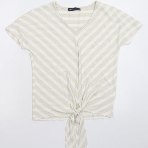 Marks and Spencer Womens Grey Striped Knit Pullover Jumper Size 6