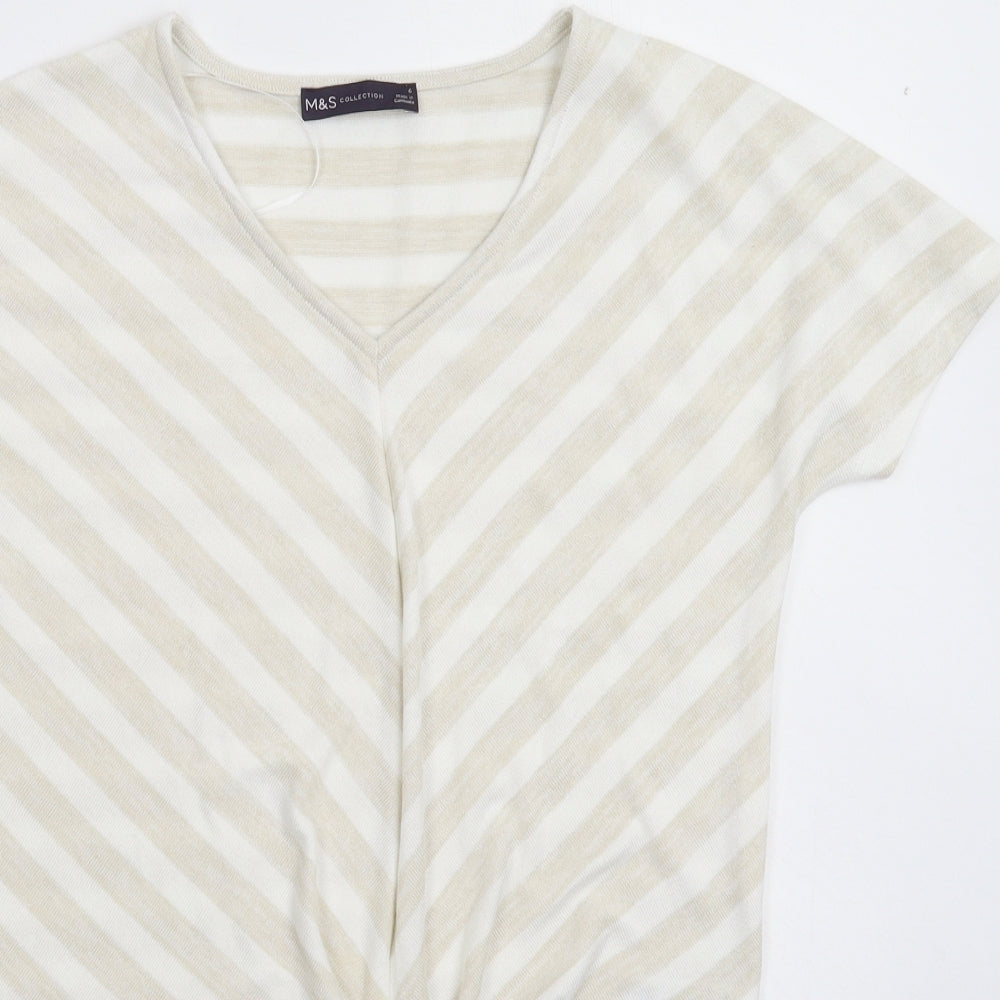 Marks and Spencer Womens Grey Striped Knit Pullover Jumper Size 6