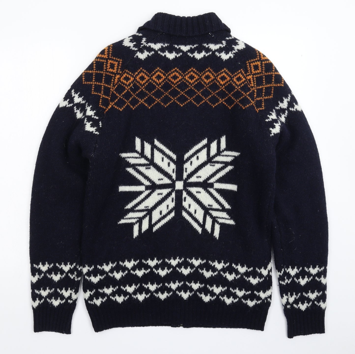 Lyle & Scott Mens Blue Geometric Knit Cardigan Jumper Size M