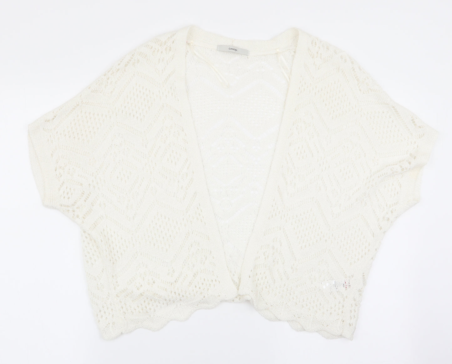 Asda George Womens White Geometric  Cardigan Jumper Size M