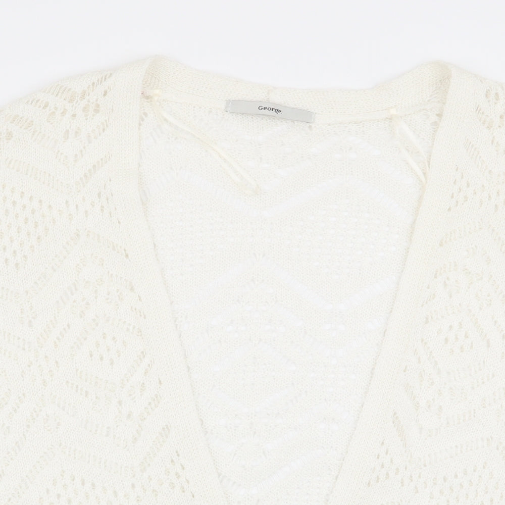 Asda George Womens White Geometric  Cardigan Jumper Size M