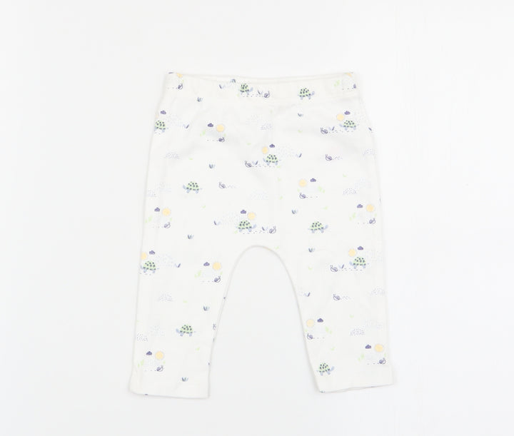 fred and flo Boys White Animal Print  Jogger Trousers Size 3-6 Months  - leggings