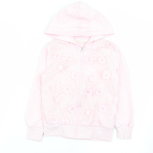 happy house Girls Pink Floral  Full Zip Jumper Size 6-7 Years