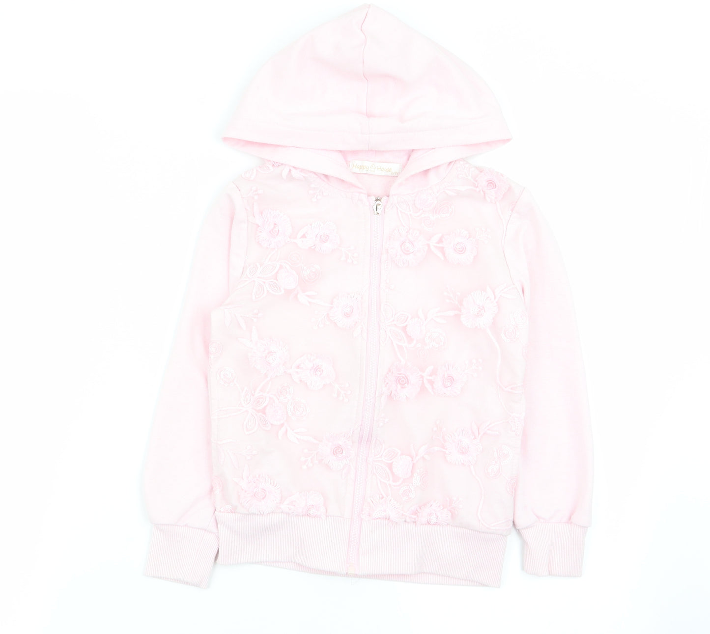 happy house Girls Pink Floral  Full Zip Jumper Size 6-7 Years