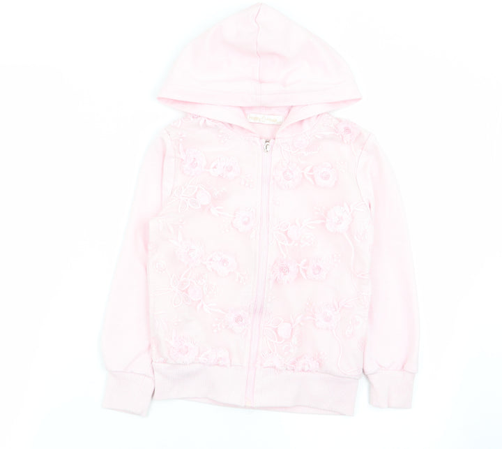happy house Girls Pink Floral  Full Zip Jumper Size 6-7 Years