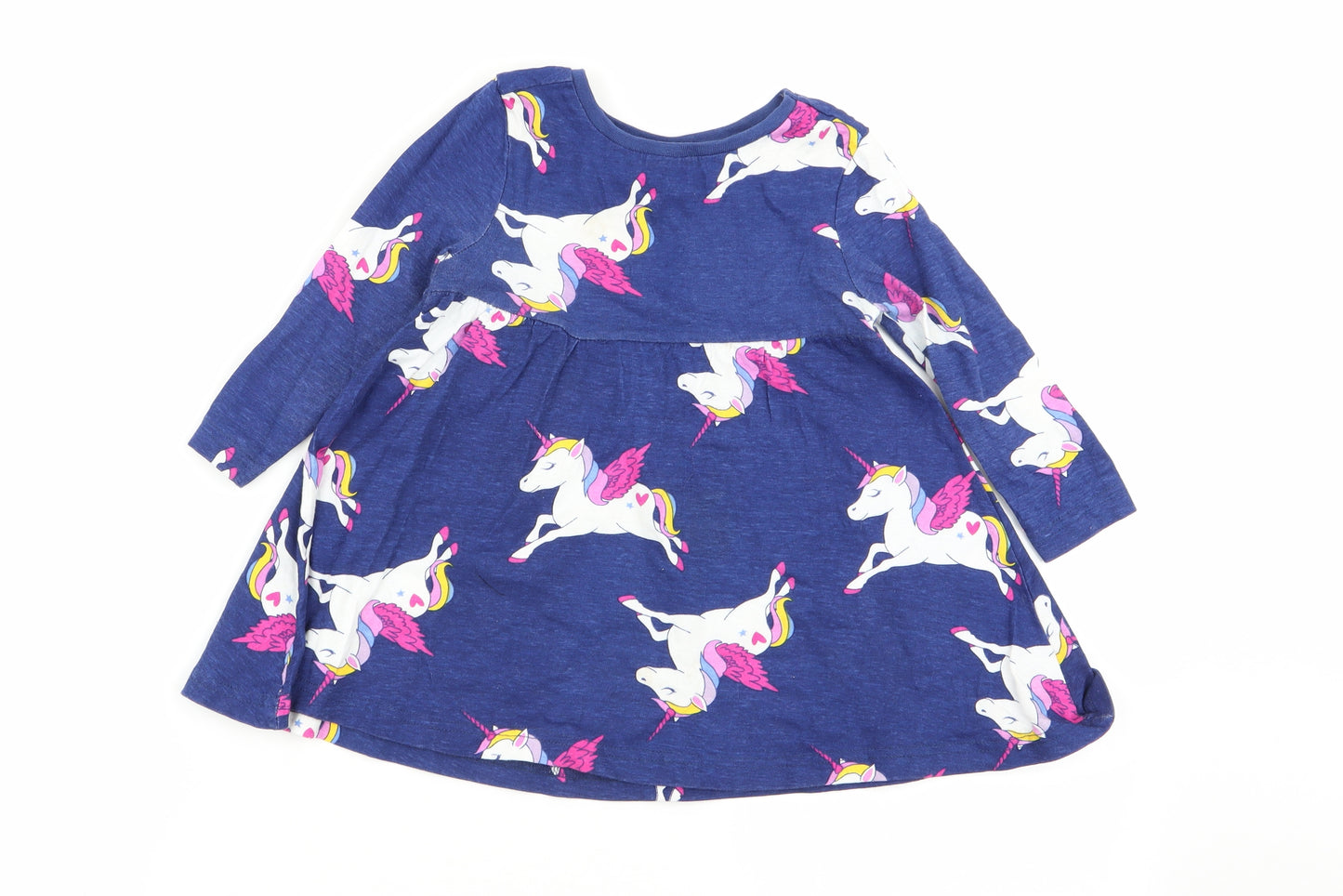 Preworn Girls Blue Animal Print  Fit & Flare  Size 12-18 Months  - Size 1-2Y