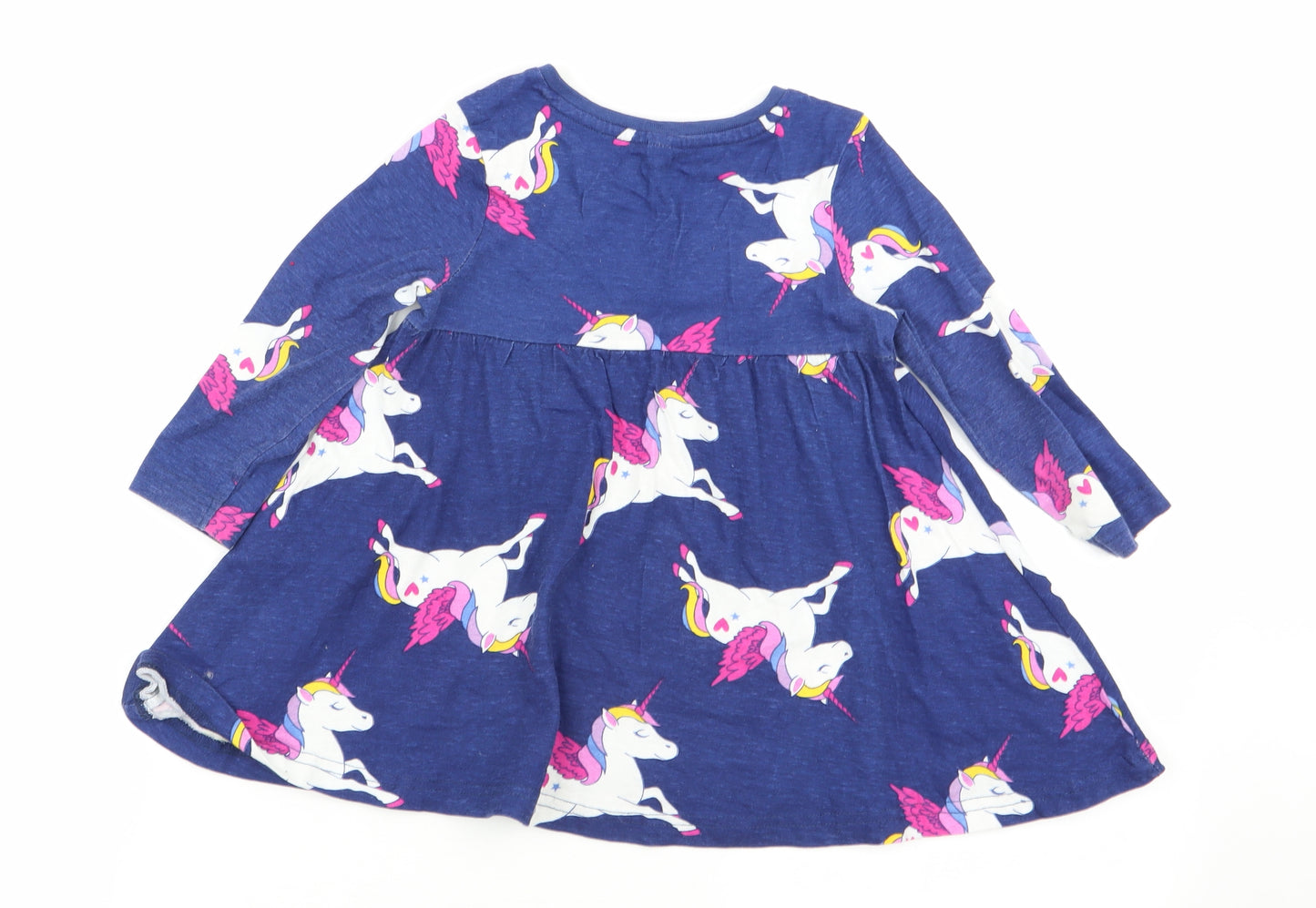 Preworn Girls Blue Animal Print  Fit & Flare  Size 12-18 Months  - Size 1-2Y