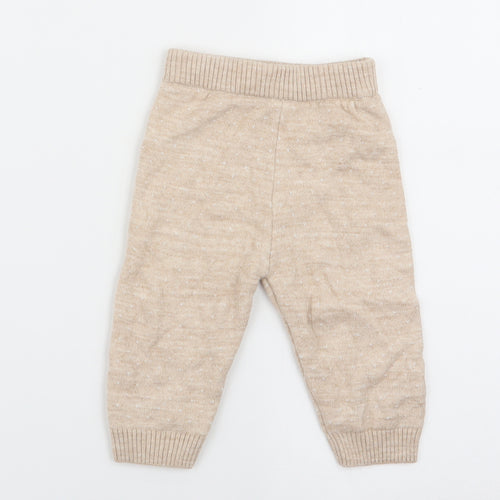 Asda George Girls Beige   Jogger Trousers Size 3-6 Months
