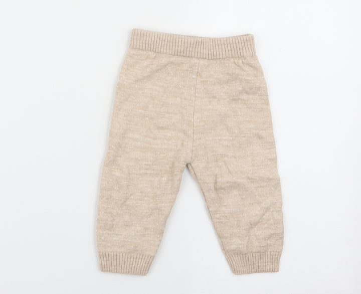 Asda George Girls Beige   Jogger Trousers Size 3-6 Months