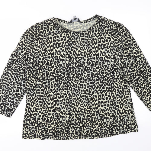 Dorothy pekins Womens Brown Animal Print  Basic T-Shirt Size 18
