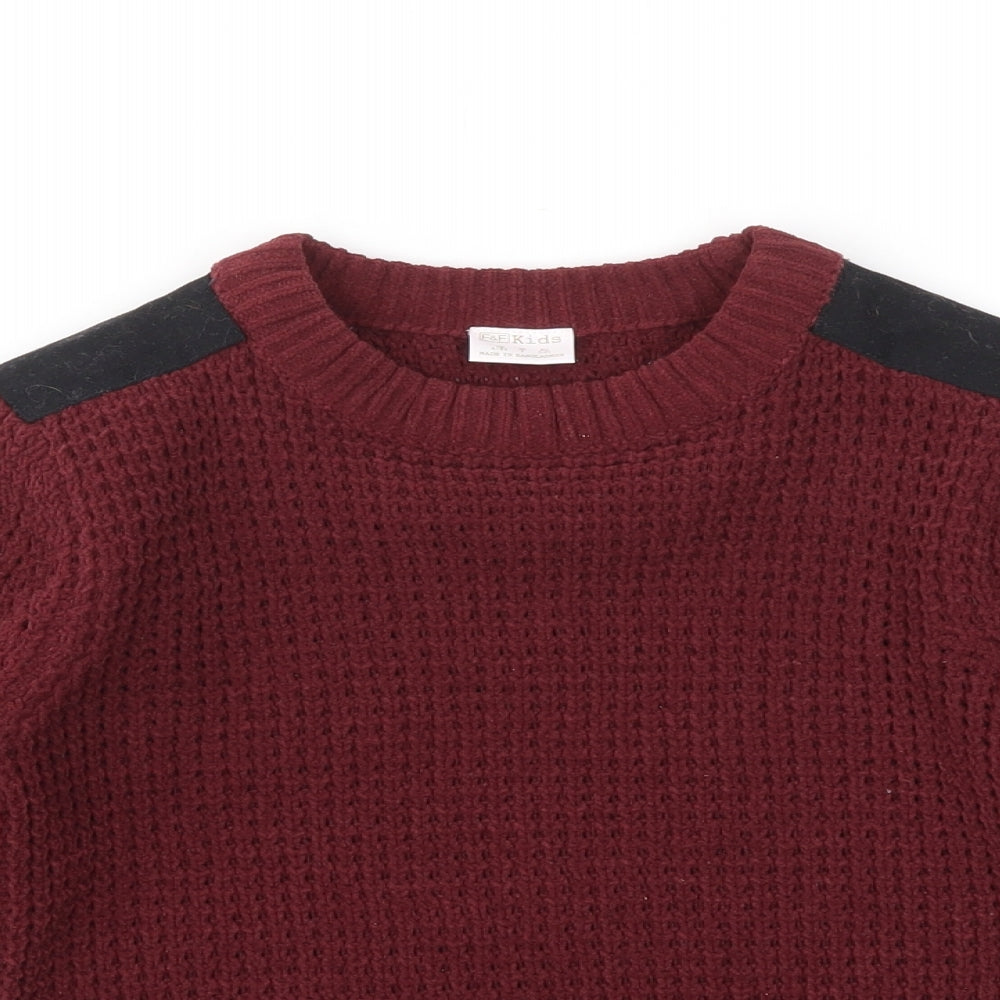 F&F Boys Red   Pullover Jumper Size 5-6 Years