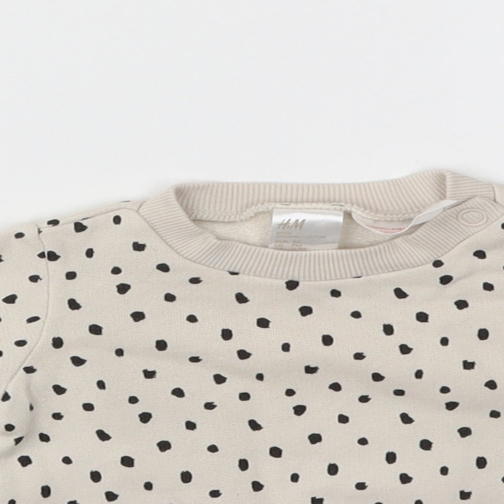 H&M Girls Ivory Polka Dot  Pullover Jumper Size 0-3 Months