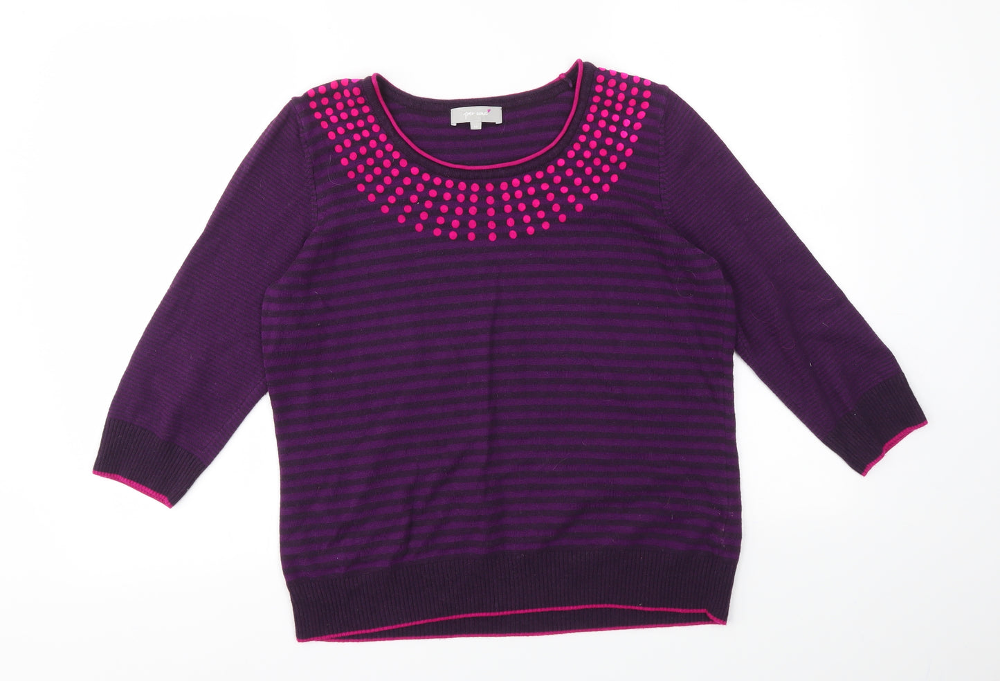 Per Una Womens Purple Striped  Pullover Jumper Size 14