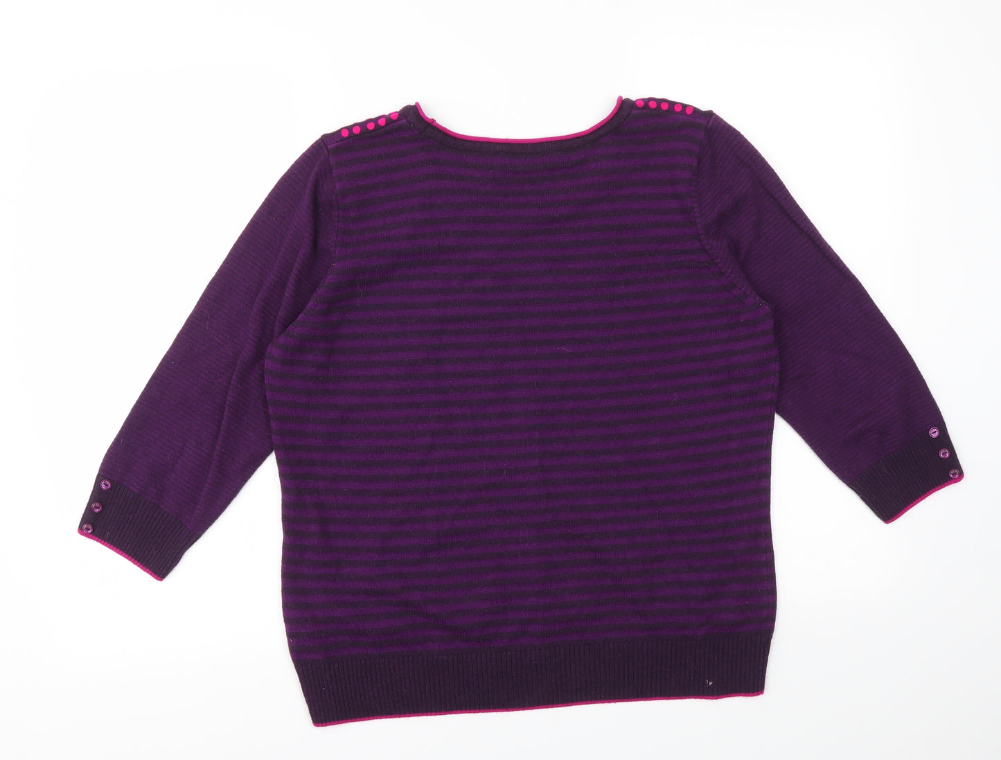 Per Una Womens Purple Striped  Pullover Jumper Size 14