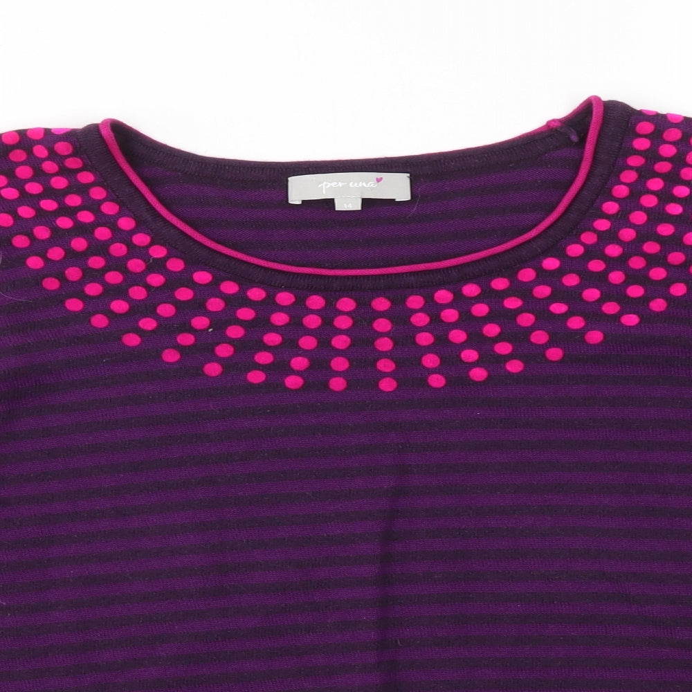 Per Una Womens Purple Striped  Pullover Jumper Size 14