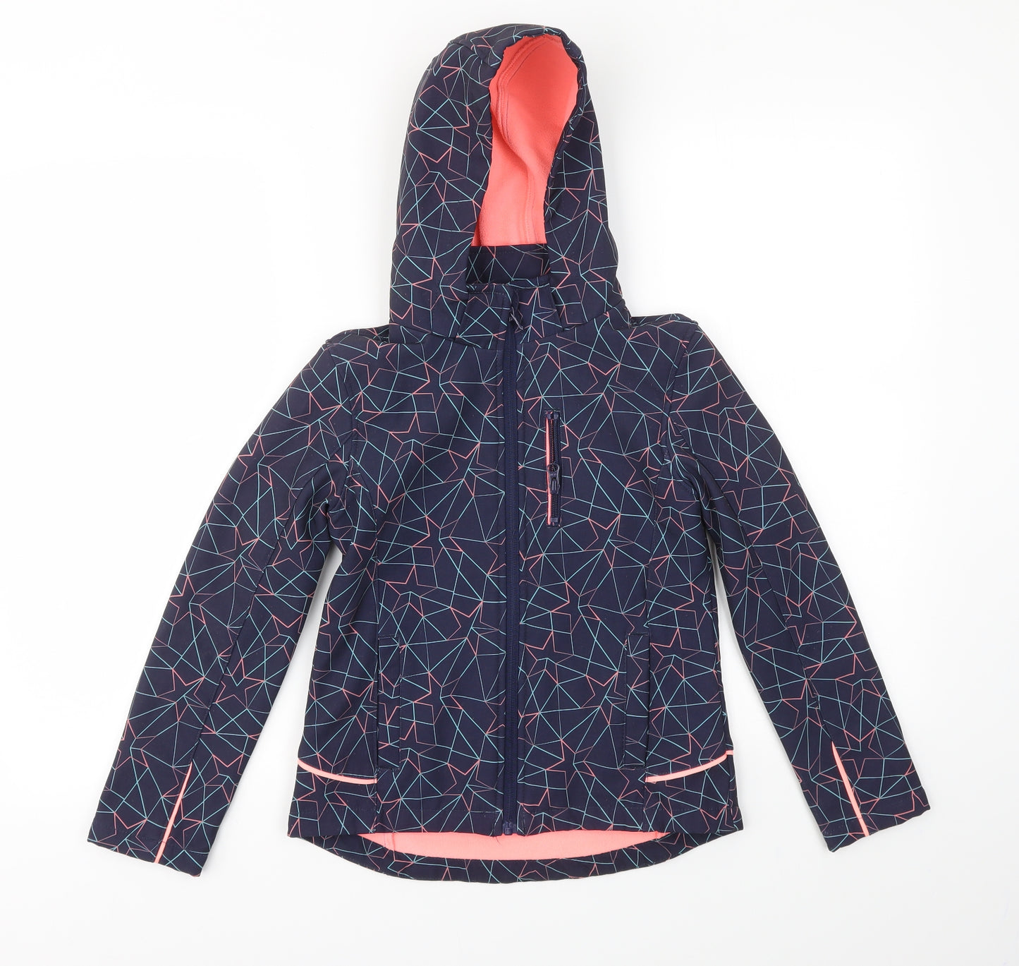 TU Girls Blue Argyle/Diamond  Basic Coat Coat Size 7-8 Years