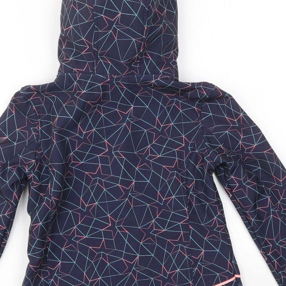TU Girls Blue Argyle/Diamond  Basic Coat Coat Size 7-8 Years