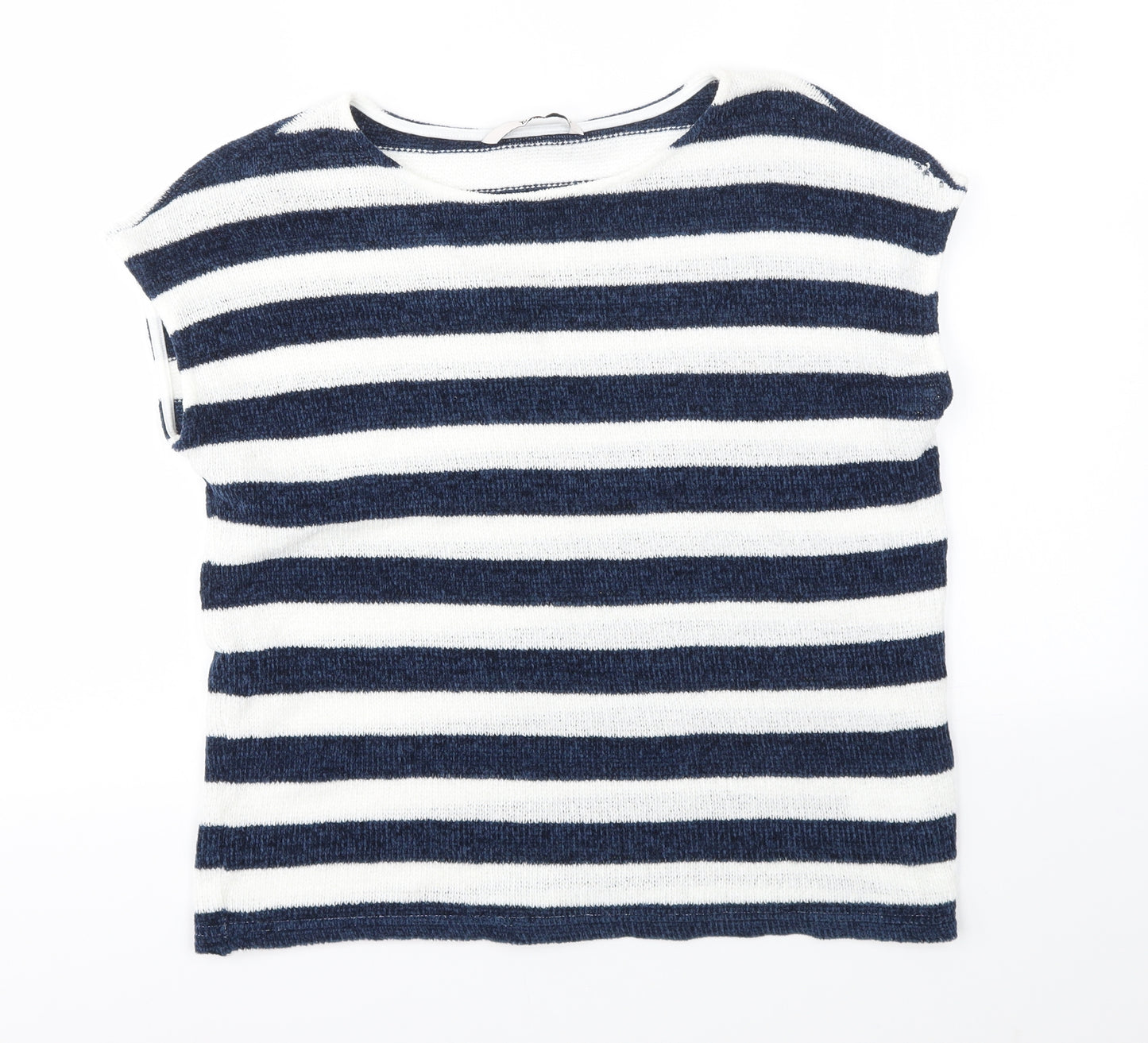 TU Womens Blue Striped  Basic T-Shirt Size 8