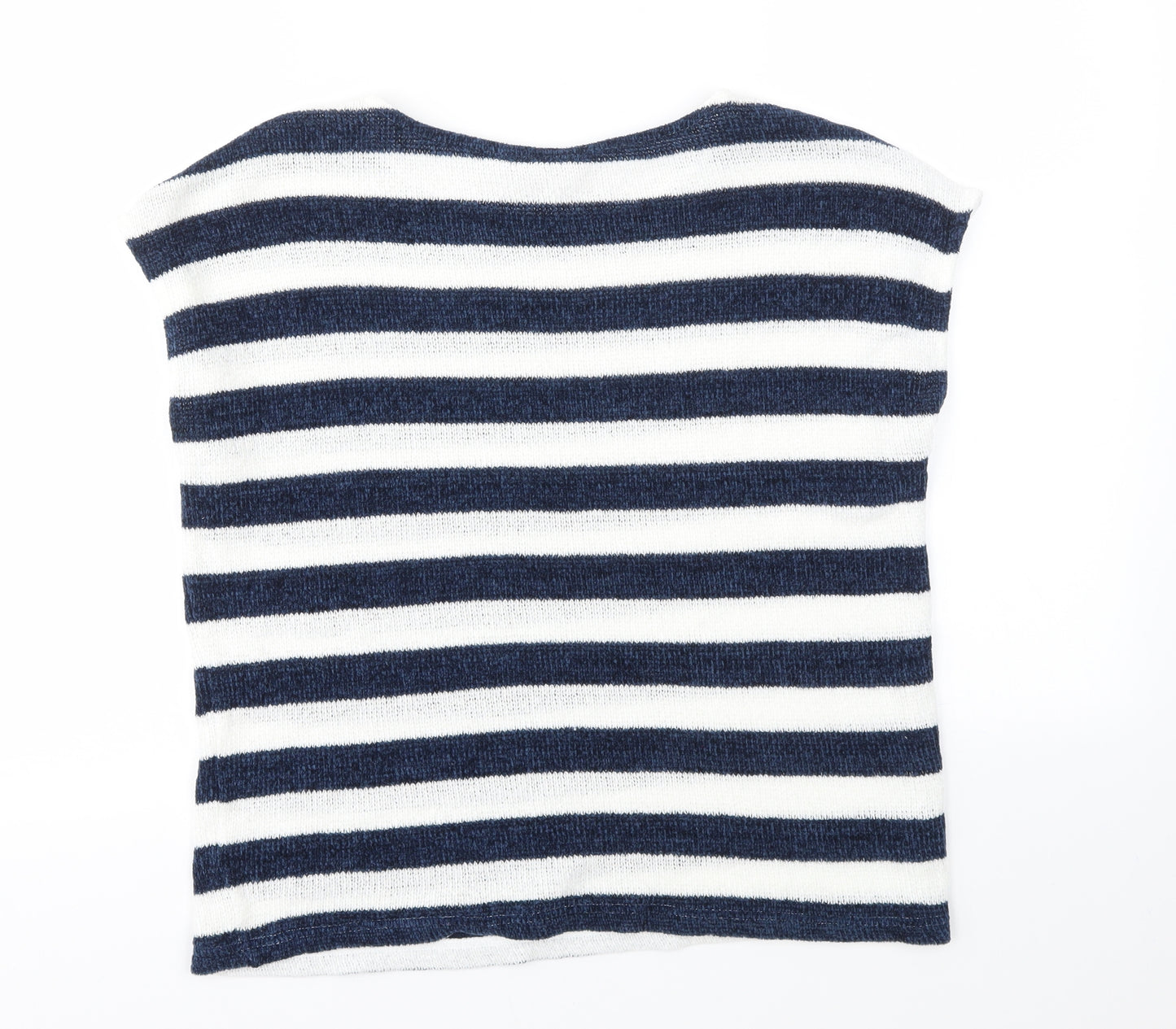 TU Womens Blue Striped  Basic T-Shirt Size 8