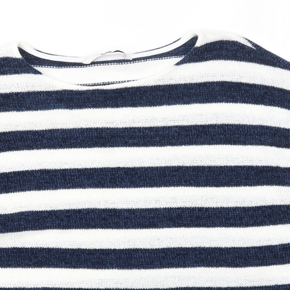 TU Womens Blue Striped  Basic T-Shirt Size 8