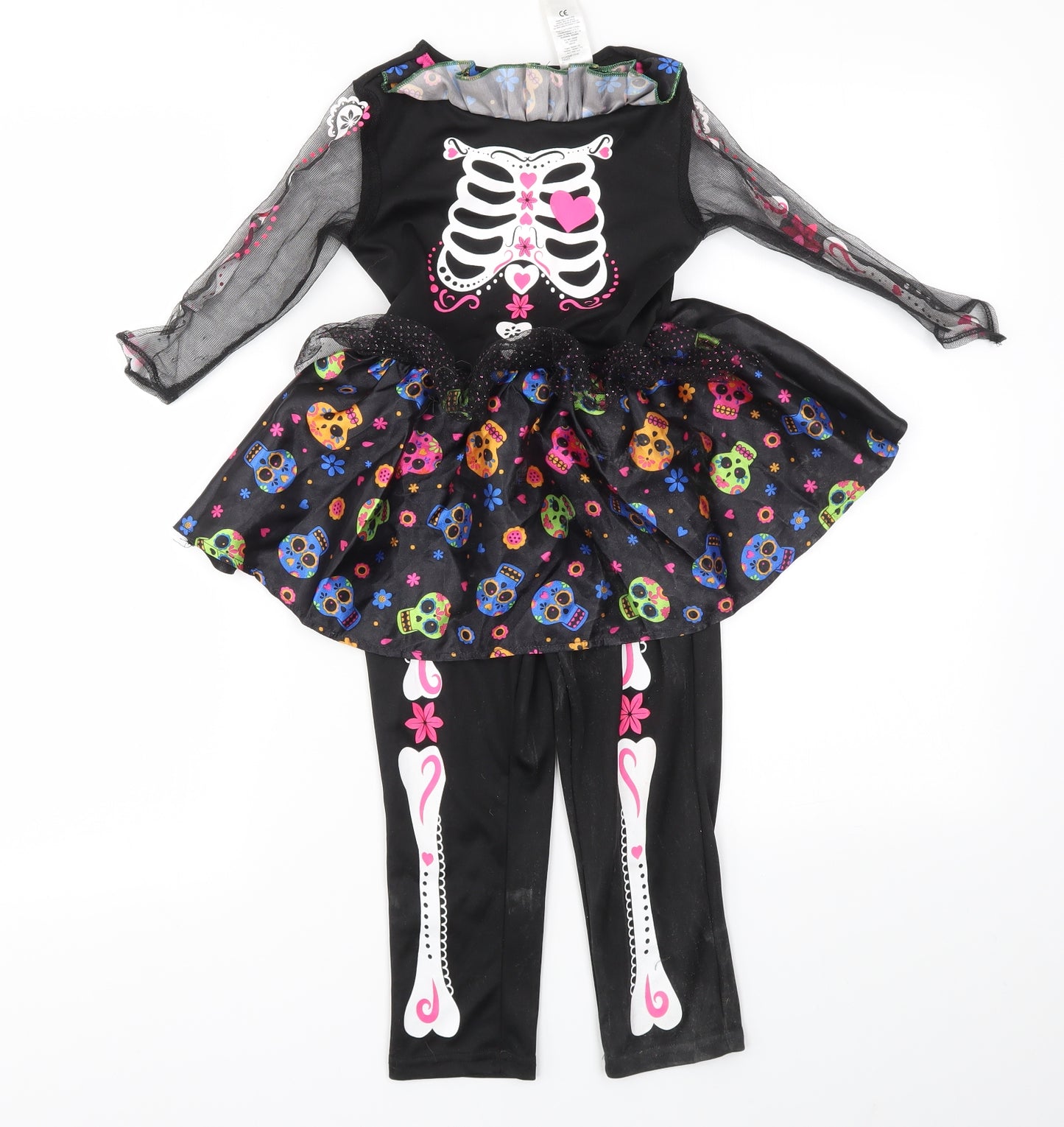 F&F Girls Black Geometric  Bodysuit One-Piece Size 3-4 Years