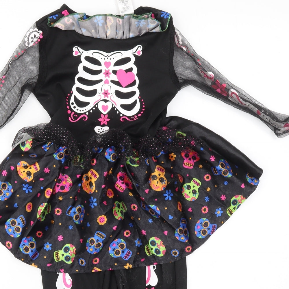 F&F Girls Black Geometric  Bodysuit One-Piece Size 3-4 Years