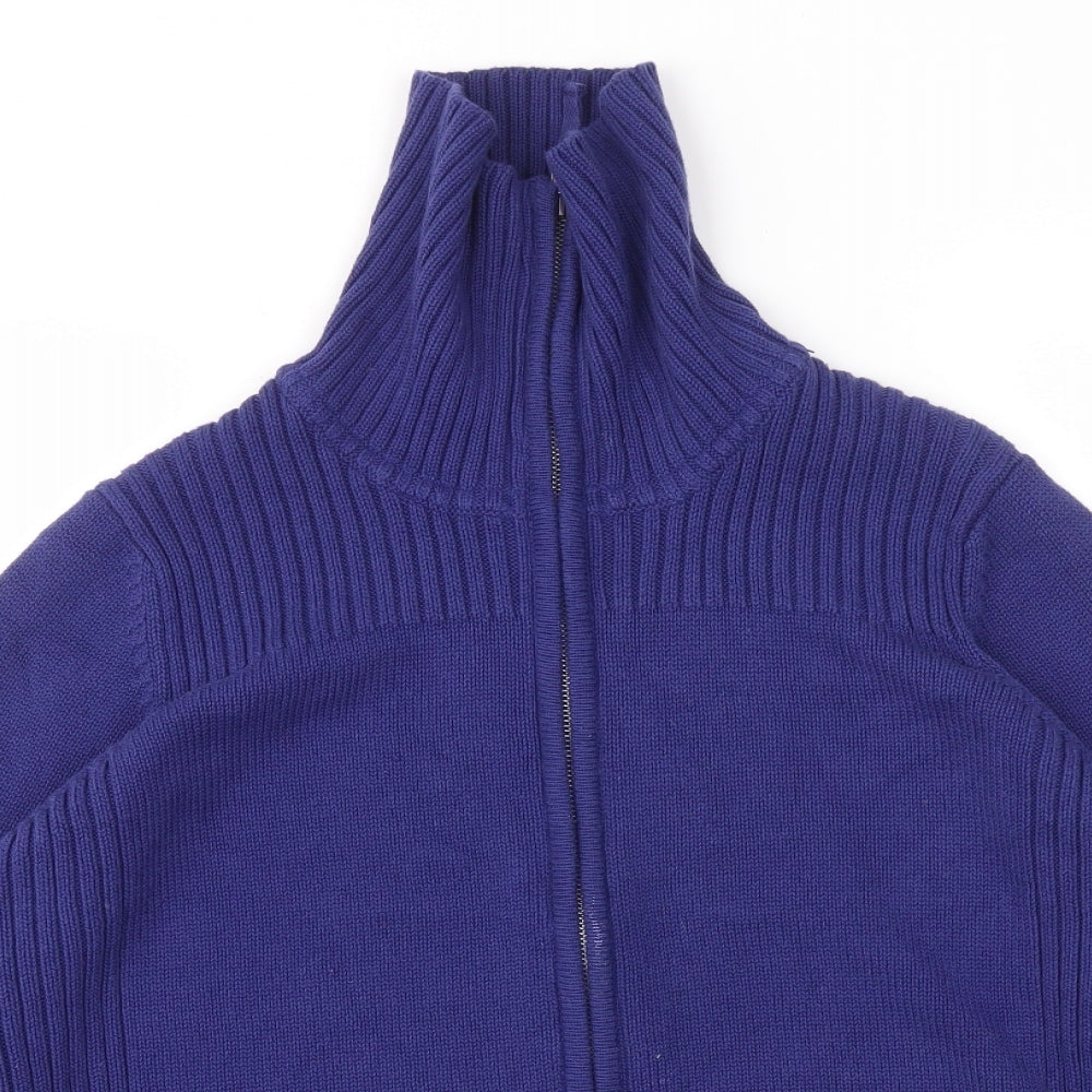M&S Womens Blue Houndstooth  Full Zip Hoodie Size 18