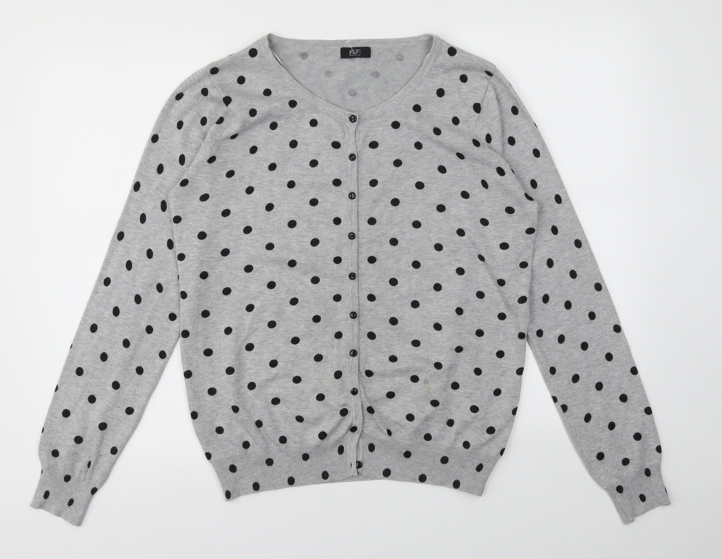 F&F Womens Grey Polka Dot  Cardigan Jumper Size 18