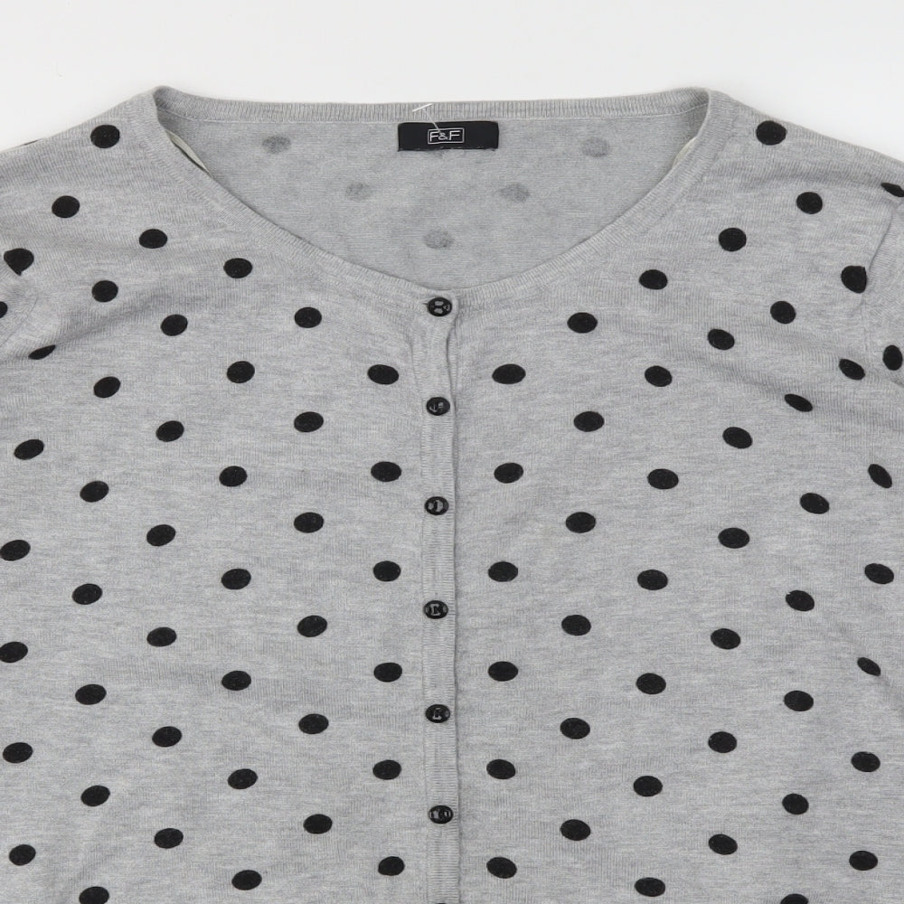 F&F Womens Grey Polka Dot  Cardigan Jumper Size 18