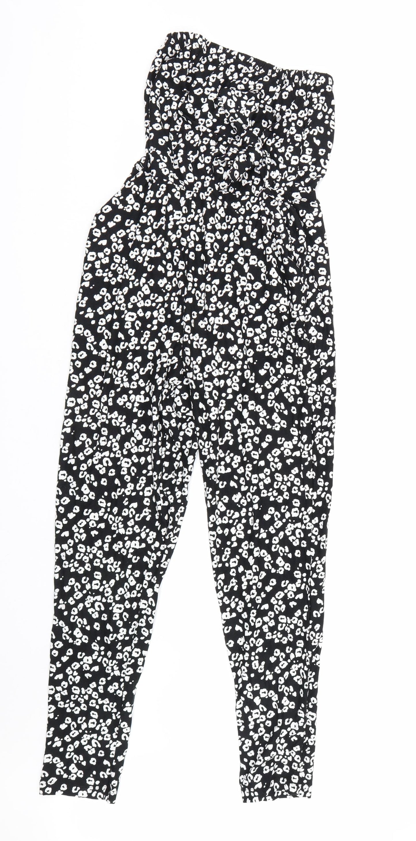 NEXT Womens Black Floral  Jumpsuit One-Piece Size 8 L27 in