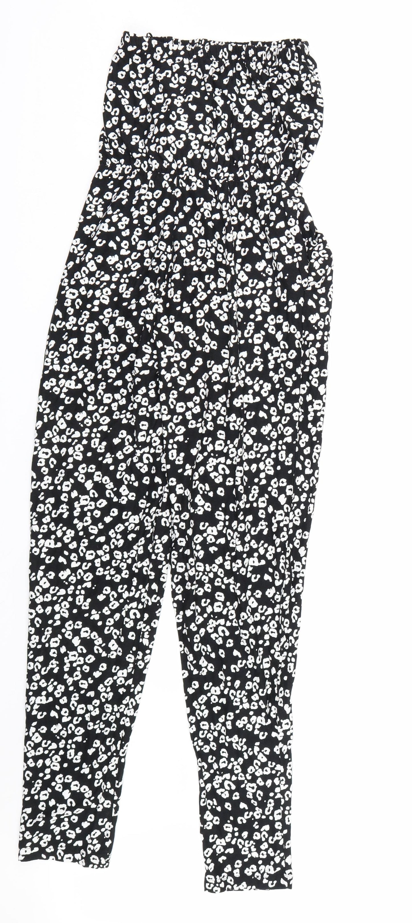 NEXT Womens Black Floral  Jumpsuit One-Piece Size 8 L27 in