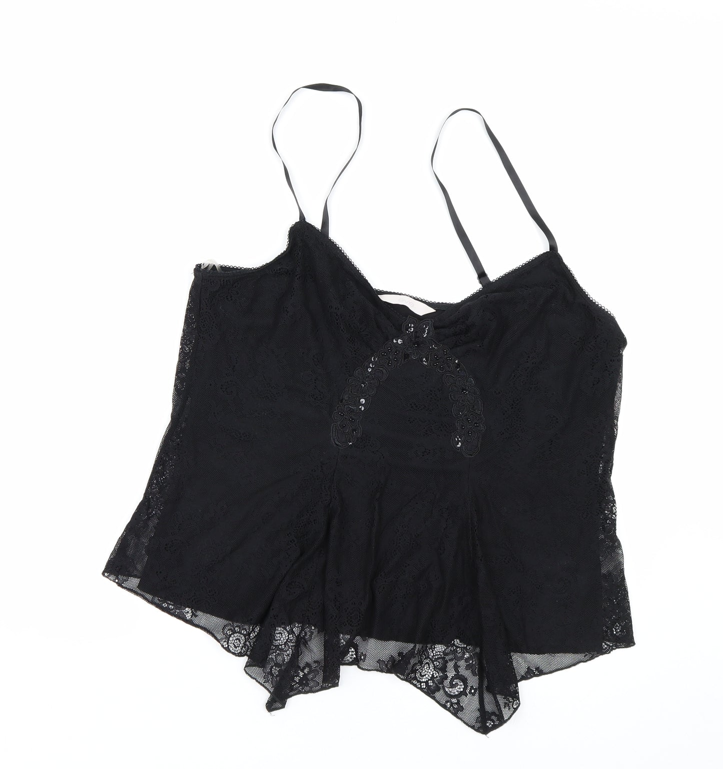 Evie Womens Black Floral  Top Pyjama Top Size 18