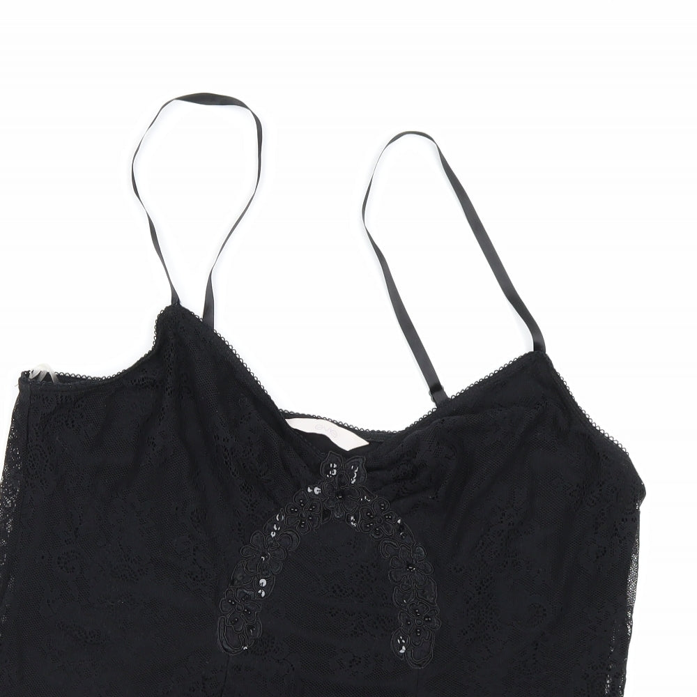 Evie Womens Black Floral  Top Pyjama Top Size 18