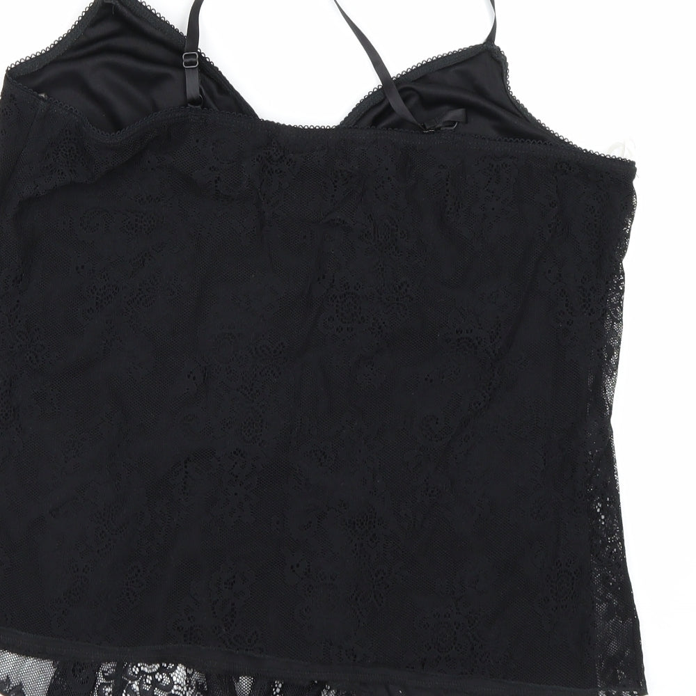 Evie Womens Black Floral  Top Pyjama Top Size 18