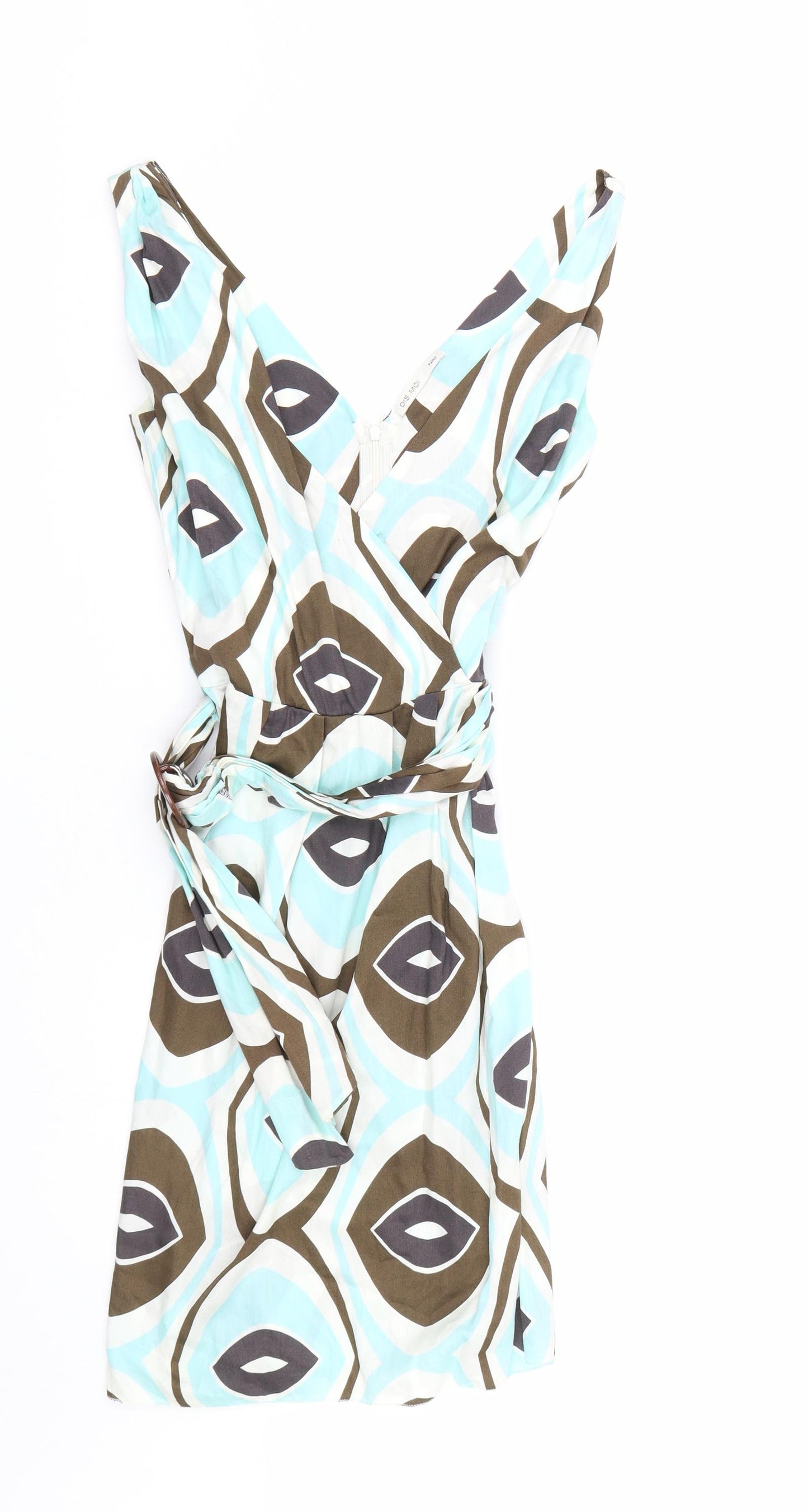 Dis moi Womens Blue Geometric  A-Line  Size S