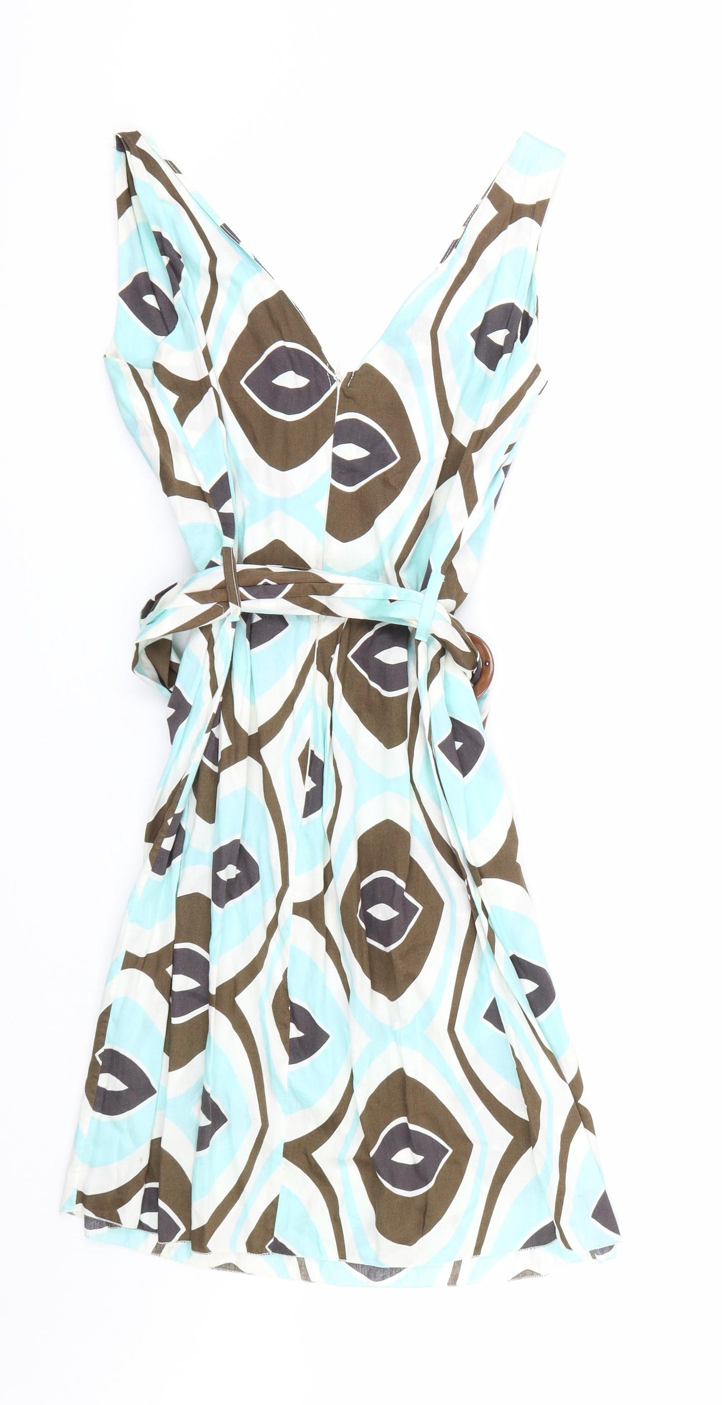 Dis moi Womens Blue Geometric  A-Line  Size S
