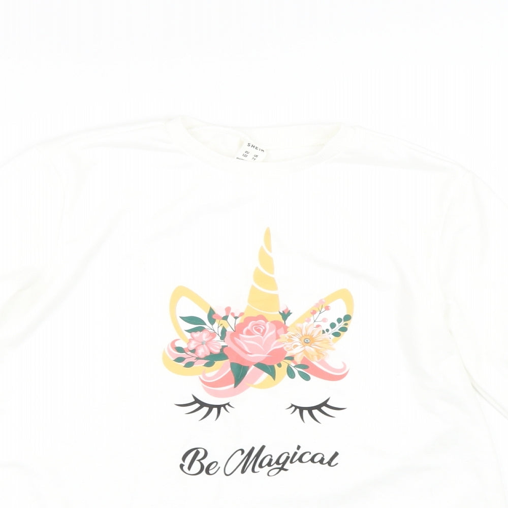 Shien Girls White   Pullover Jumper Size 7 Years  - Unicorn