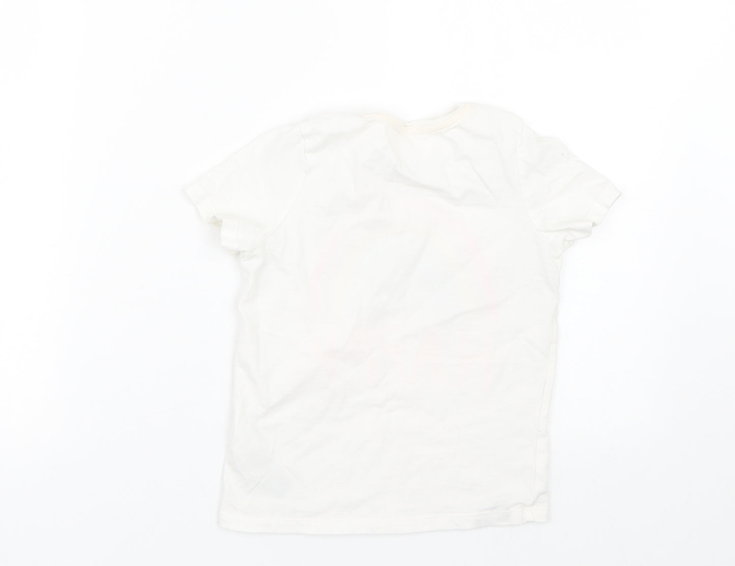 M&S Girls White   Basic T-Shirt Size 5-6 Years  - Rainbow
