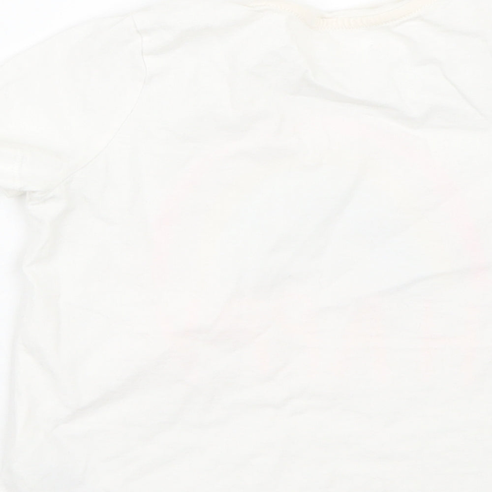M&S Girls White   Basic T-Shirt Size 5-6 Years  - Rainbow